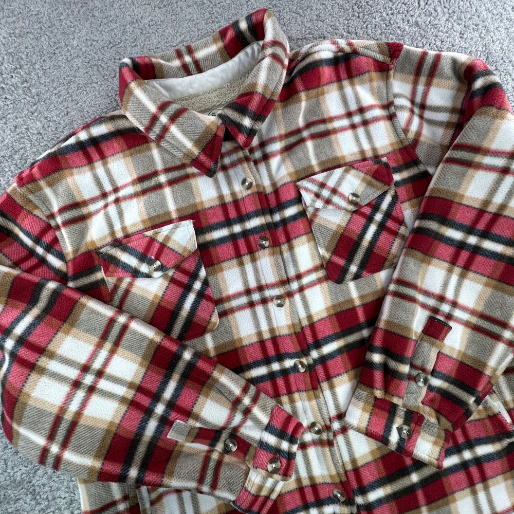 Sage Collective Red Plaid Faux Fur Lined Fleece Shirt Jacket Shacket XXL 1535379